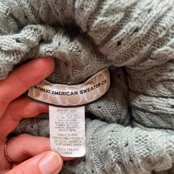 Y2K Vintage Sage Green Turtleneck Sweater | Flare Sleeve | Coquette Sz L Holiday - Picture 8 of 9